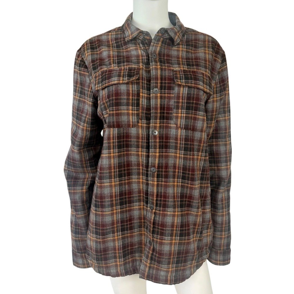 Buffalo David Bitton Plaid Faux Sherpa Shacket Flannel Shirt Grunge Workwear L